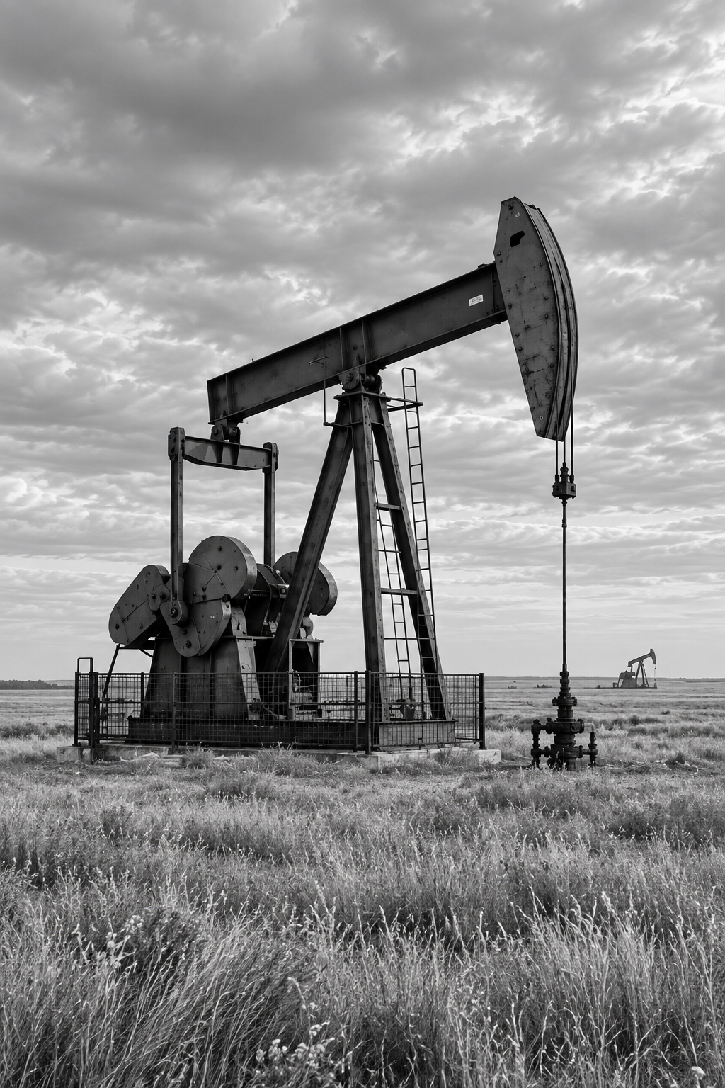 Oil pumpjack in a Western Canadian prairie landscape