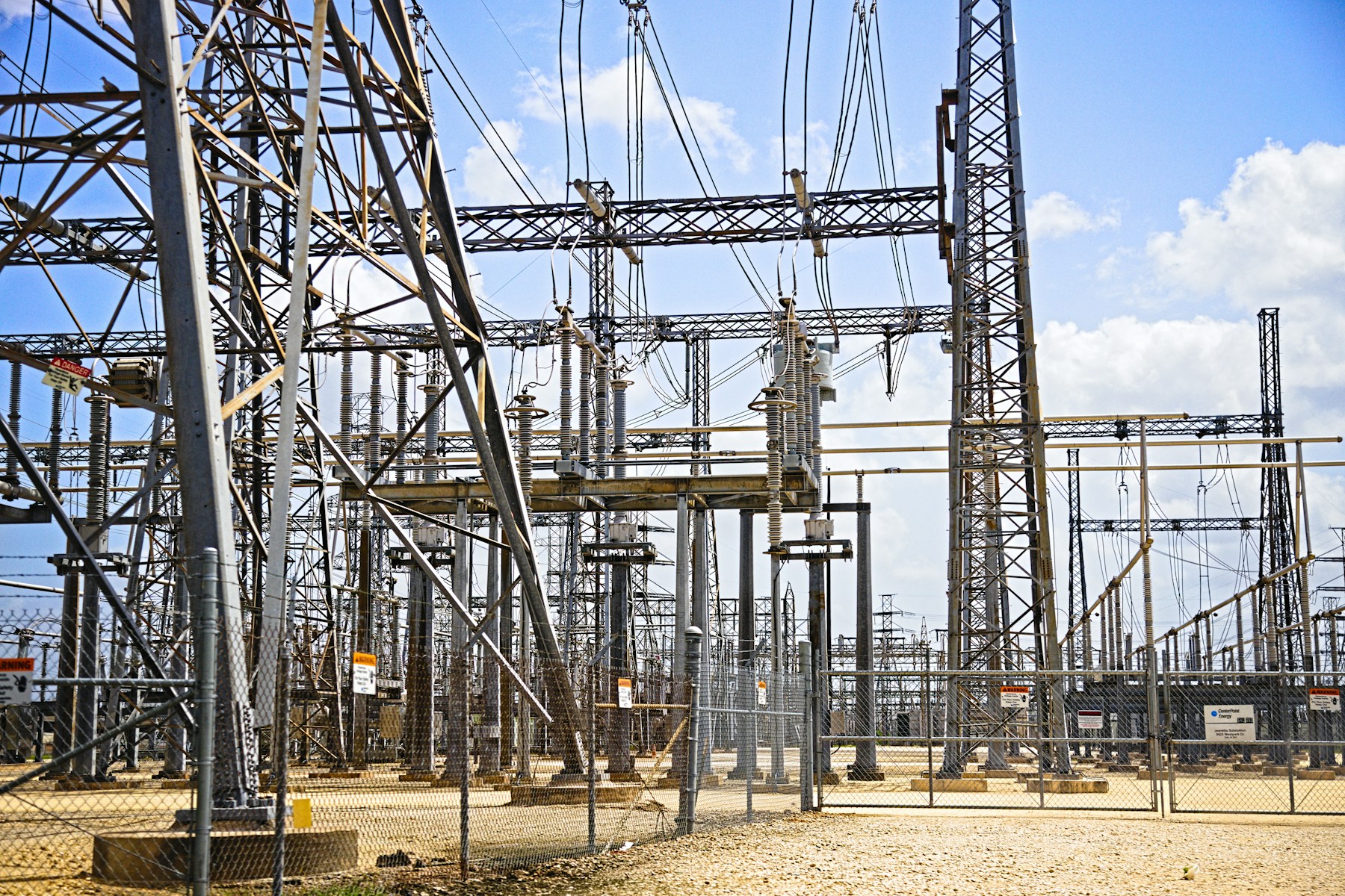 Electrical substation with transformers and high-voltage connections